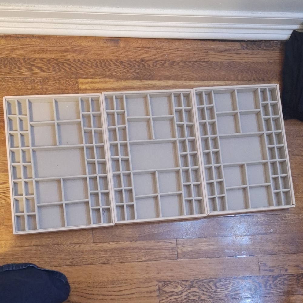 Set of Three Stackable Beige Display Trays